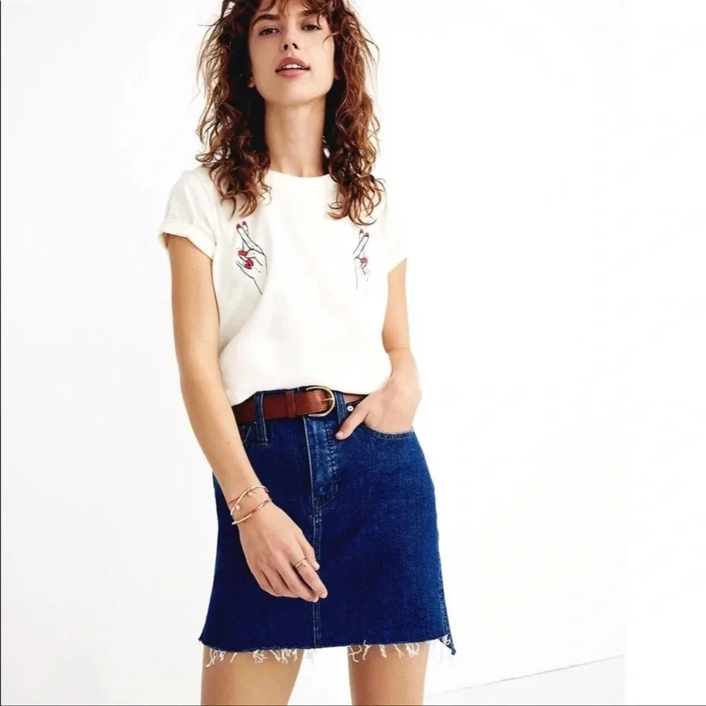 Madewell Stretch Denim Straight Mini Skirt: Step-Hem Edition 90’s